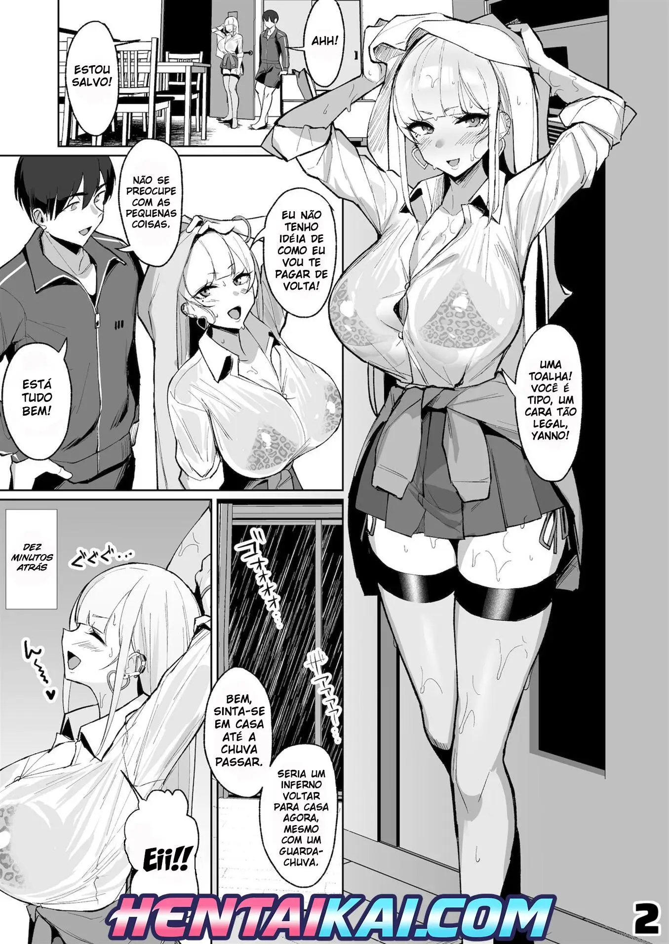 Esperando a Chuva Passar em Casa com uma Colegial Gyaru - Foto 2
